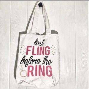 Bachelorette Party Last Fling Before The Ring Tote Bag Canvas Fabric NEW